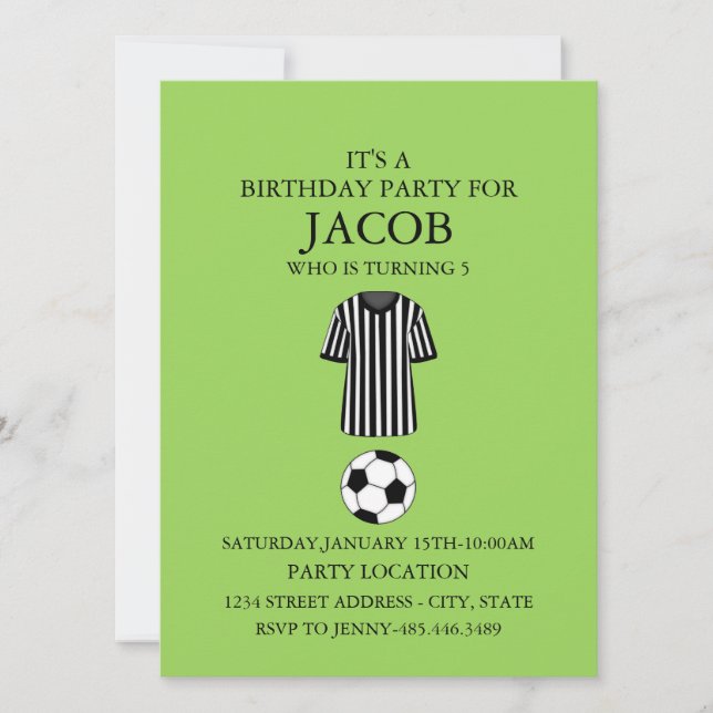 Soccer Theme Birthday Party Invitation (Front)