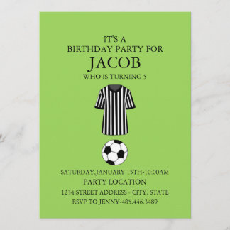 Soccer Theme Birthday Party Invitation