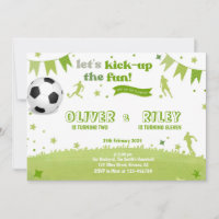 Soccer Theme Joint Birthday Invitation Combined