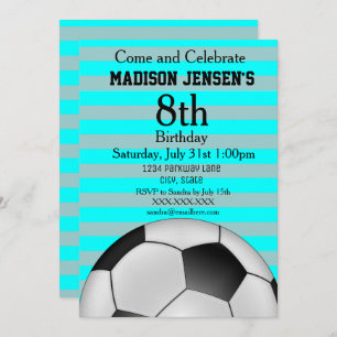 Soccer Themed Sports Girl's Birthday Invitation