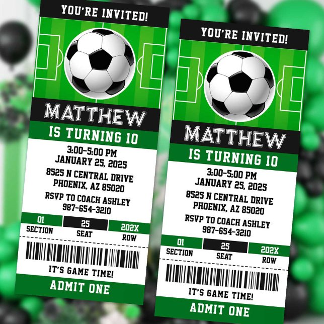 Soccer Ticket Birthday Invitation (Creator Uploaded)