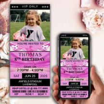Soccer Ticket for Birthday Party Invitation