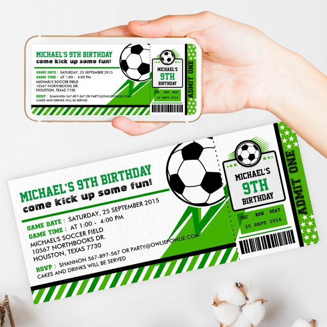 Soccer Ticket Pass Birthday Party Invitation (Creator Uploaded)
