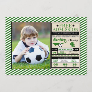 Soccer Ticket Photo Birthday Invitation