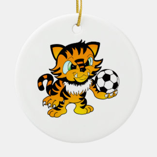 Soccer Tiger Ceramic Tree Decoration