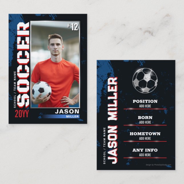 Soccer Trading Card Blue Red Card Soccer Card Gift (Front/Back)