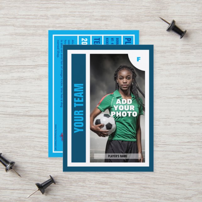 Soccer Trading Card (Ocean Blue)  (Front/Back In Situ)