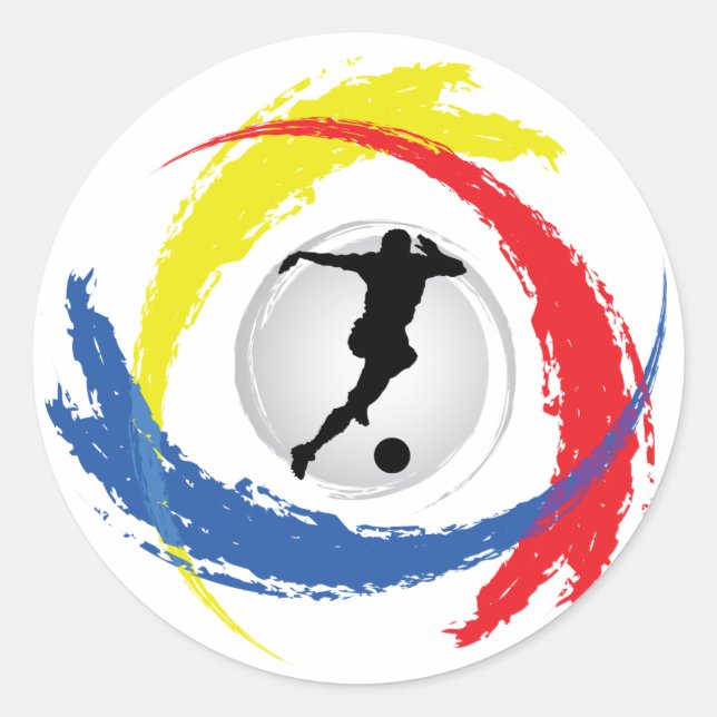 Soccer Tricolor Emblem Classic Round Sticker (Front)