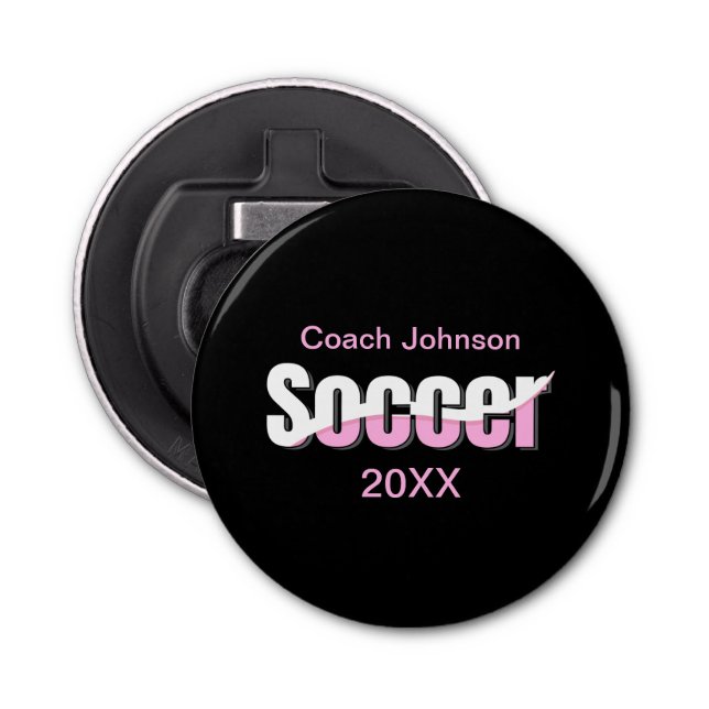 Soccer Typography Modern Art Abstract Swish Bottle Opener (Front)