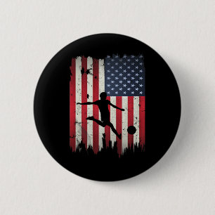 Soccer Usa American Flag 4th Of July Patriotic Spo 6 Cm Round Badge