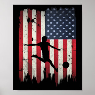 Soccer Usa American Flag 4th Of July Patriotic Spo Poster