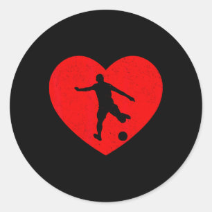 Soccer Valentine Heart Shape Soccer Lovers Classic Round Sticker
