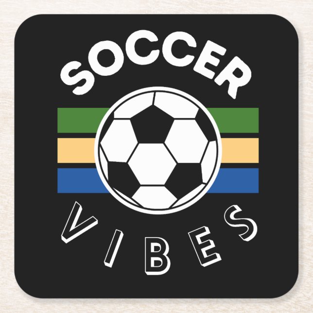Soccer Vibes Square Paper Coaster (Front)