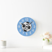 Soccer Wall Clock, BIG NUMBERS, Blue and White Round Clock (Home)