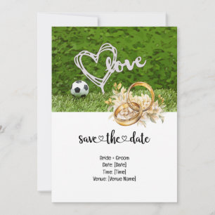 Soccer Wedding themed with ball on green Invitation