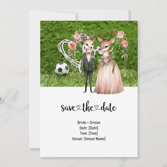 Soccer  Wedding themed with ball on green  Invitation (Front)