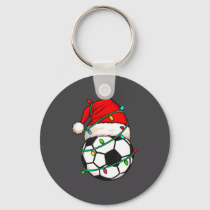 Soccer With Santa Hat Funny Christmas Xmas Gift  Key Ring