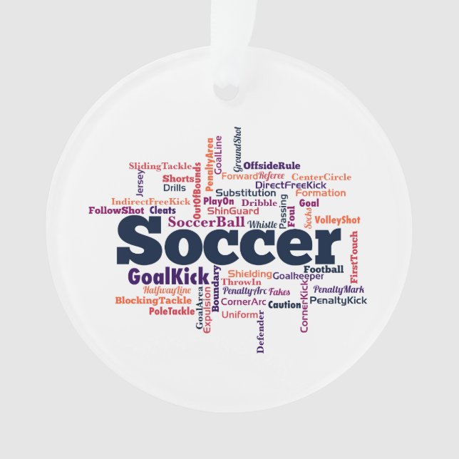 Soccer Word Cloud Ornament (Front)
