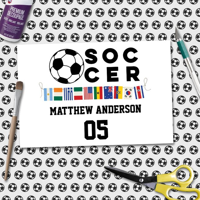 Soccer World Flags Monogram Tissue Paper (Creator Uploaded)