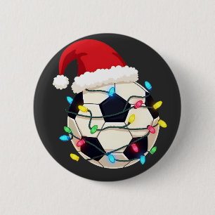 Soccer Wrapped in Christmas Lights Soccer Player 6 Cm Round Badge