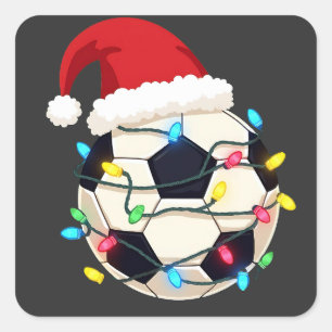 Soccer Wrapped in Christmas Lights Soccer Player Square Sticker