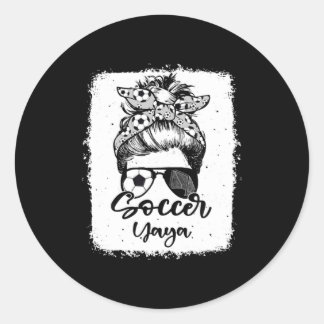Soccer Yaya Vintage Leopard Messy Bun Bleached T S Classic Round Sticker