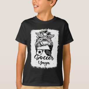 Soccer Yaya Vintage Leopard Messy Bun Bleached T S T-Shirt