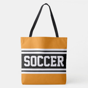 SOCCER Yellow Orange Black White Racing Stripes Tote Bag