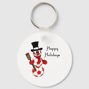 SoccerChick Snowman Happy Holidays Key Ring