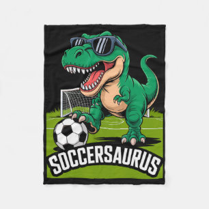 Soccersaurus Dinosaur T-rex Soccer Goalie Player F Fleece Blanket