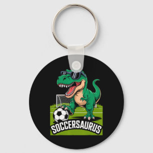 Soccersaurus Dinosaur T-rex Soccer Goalie Player F Key Ring