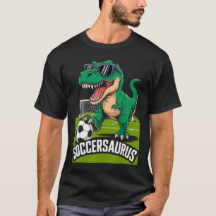 Soccersaurus Dinosaur T-rex Soccer Goalie Player F T-Shirt