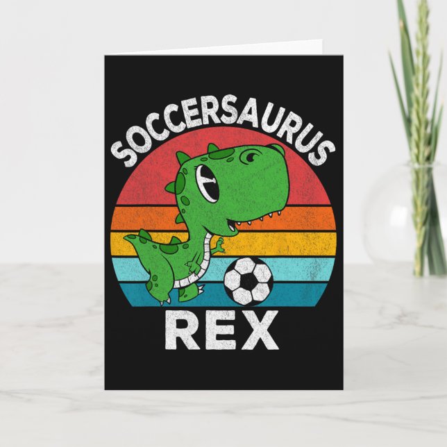 Soccersaurus Rex Soccer Dinosaur For Boys Kids  Card (Front)