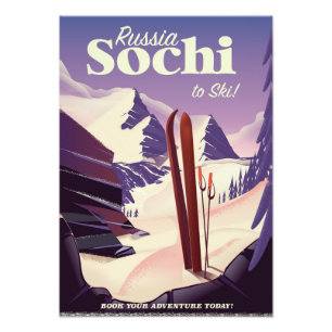 Sochi Russia Ski travel poster