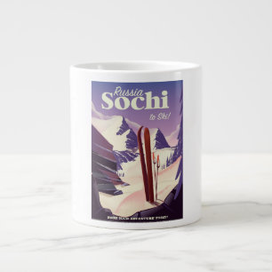 Sochi Russia Ski travel poster Large Coffee Mug