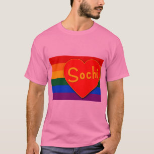 Sochi with Heart and Gay Pride Flag Rainbow T-Shirt