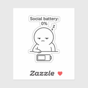 Social Battery: 0% – Funny Chubby Character Introv