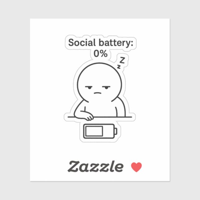 Social Battery: 0% – Funny Chubby Character Introv (Sheet)