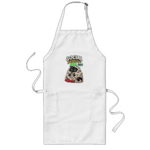 Social Battery 100% Fully Charged Black Cat Long Apron