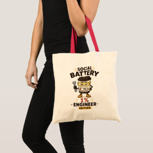 Social Battery 1% Funny Engineer Tote Bag Gift
