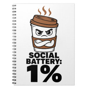 Social Battery 1% Funny Introvert Journal