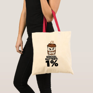 Social Battery 1% Funny Introvert Tote Bag