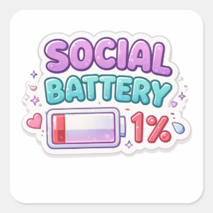 Social Battery 1% Introvert Sticker
