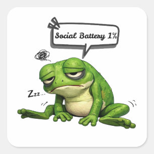 Social Battery 1% Tired Frog Sticker