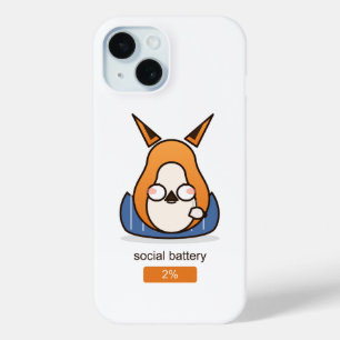 Social Battery 2 Percent Funny Introvert Fox iPhone 15 Case