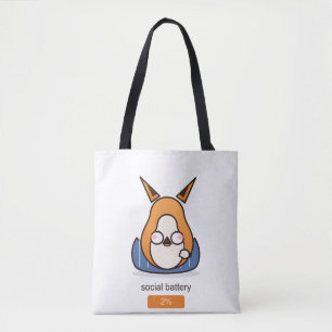 Social Battery 2 Percent Funny Introvert Fox Tote Bag