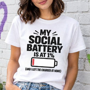 Social Battery At 1% Introvert Funny Tri-Blend Shirt