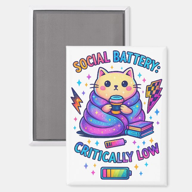 Social Battery Critically.... Magnet (Front/Back)