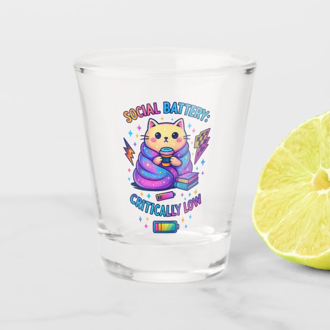 Social Battery Critically.... Shot Glass (Front)