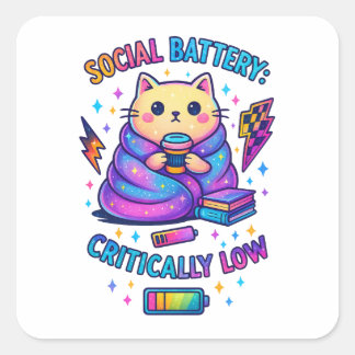 Social Battery Critically.... Square Sticker